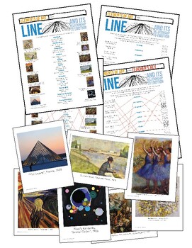 Preview of Famous Art History Paintings & Element of Line with Emotion Worksheet Lesson