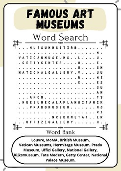 visit a museum word search pro