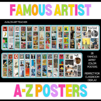Preview of Famous Artist Classroom Posters Bundle A-Z Set Bulletin Art Decoration 26 artist