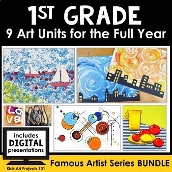Preview of Famous Artist Art Project Units  - Elementary Art Curriculum Bundle -First Grade