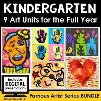 Preview of Famous Artist Art Project Units Full Year Elementary Art Curriculum-Kindergarten