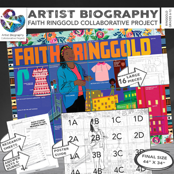 Preview of Famous Artist Biography Faith Ringgold Research Project & Collaborative Poster
