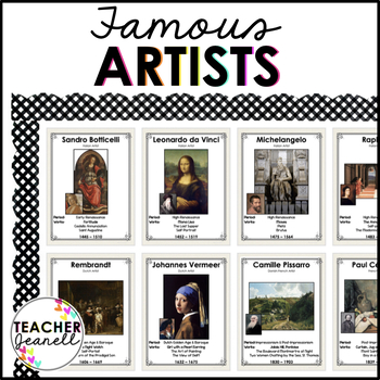 Famous Artist Posters Bulletin Board Display by Teacher Jeanell | TPT