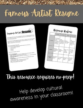 Preview of Art History/Social Studies: Famous Artist Resume with Grading Rubric!