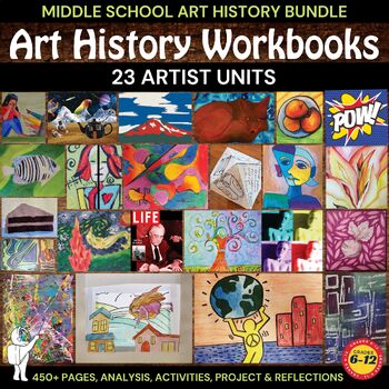Preview of Famous Artist Units, Art History Workbook 23 Artist Bundle, Middle School Art