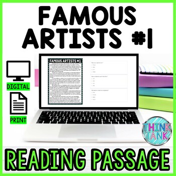 Preview of Famous Artists #1 DIGITAL Reading Passage & Questions Self Grading