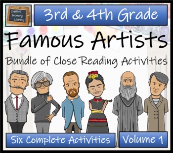 Preview of Famous Artists Close Reading Activity Bundle Volume 1 | 3rd Grade & 4th Grade