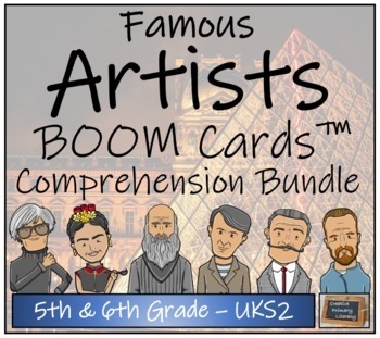 Preview of Famous Artists BOOM Cards™ Comprehension Activity Bundle 5th Grade & 6th Grade