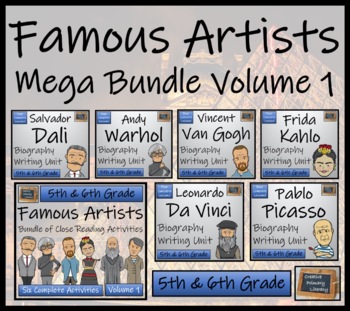 Preview of Famous Artists Close Reading & Biography Writing Bundle | 5th Grade & 6th Grade