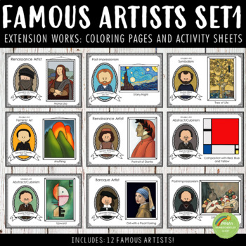 Famous Artists Activity Worksheets Bundle Set 1 by Pinay Homeschooler Shop