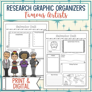 Preview of Famous Artists Biography Research Graphic Organizer Bundle