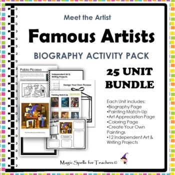 Famous Artists Biography and Art Activities Unit - 25 Units - Distance ...