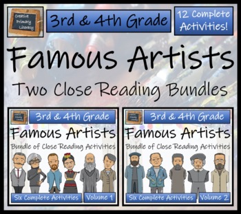 Preview of Famous Artists Close Reading Comprehension Mega Bundle | 3rd Grade & 4th Grade