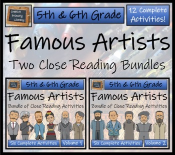 Preview of Famous Artists Close Reading Comprehension Mega Bundle | 5th Grade & 6th Grade