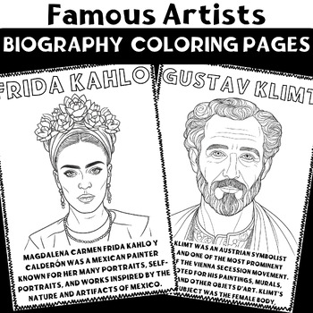 Preview of Famous Artists Coloring pages Posters | Artists Biography FREE Worksheets