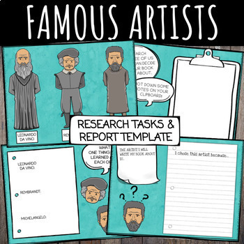 Preview of Famous Artists: Digital Research Tasks & Report Template DISTANCE LEARNING READY