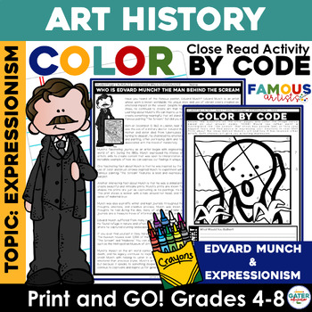 Preview of Famous Artists | Edvard Munch | Color by Number & Reading Comprehension Passages