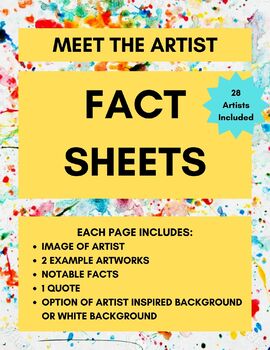 Preview of Famous Artists Fact Sheets - MEET THE ARTIST