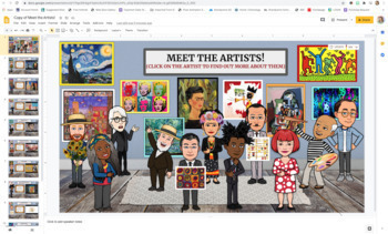 Preview of Famous Artists Interactive and Editable Google Slide Presentation