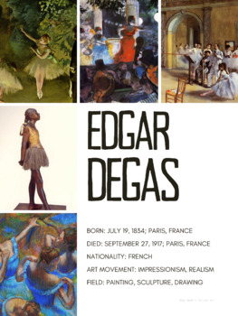 Preview of Famous Artists Posters - Back to School Classroom Posters - Degas - FREE SAMPLE