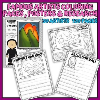 Preview of Famous Artists Posters, Coloring Pages & Research Bundle