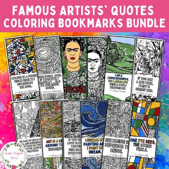 Preview of Famous Artists Quotes Bundle Art History Coloring Bookmarks Keepsake Craft