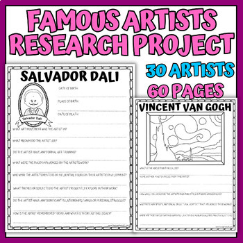 Preview of Famous Artists Research Projects | Biography Worksheets