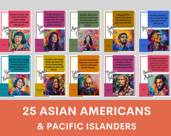 Preview of Famous Asian American posters (Set of 25), famous pacific islanders, quotes