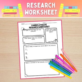 Preview of Famous Athlete Research Worksheet