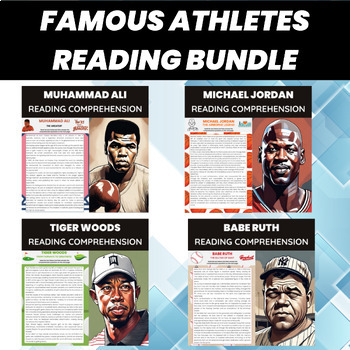 Preview of Famous Athletes Reading Comprehension Bundle | US Athletes Champions