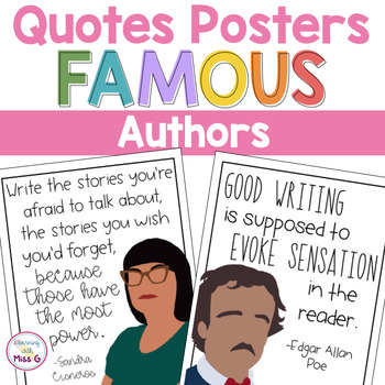 Preview of Famous Authors Bulletin Board Posters | Classroom Decor | Motivational Posters