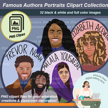 Preview of Famous Authors Women BIPOC English Clipart Portrait High School Poetry Bulletin