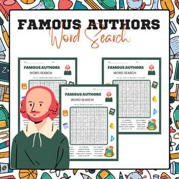Preview of Famous Authors Word Search | Back to School Activities 