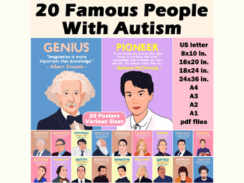 Preview of Famous Autistic Leaders | Autism Awareness & Acceptance Bulletin Board Posters