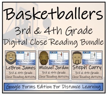 Preview of Basketball Stars Close Reading Bundle Digital & Print | 3rd & 4th Grade