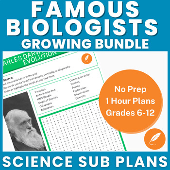 Preview of Famous Biologists: Science Heroes Biology Pioneers Bundle (NO PREP) Word Search+