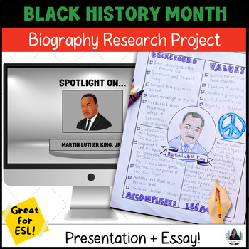 Preview of Famous Black Americans Biography  Research Project for 6th, 7th, 8th Grades