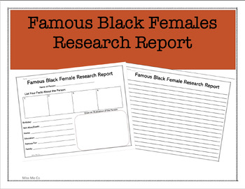 Preview of Famous Black Females Research Report