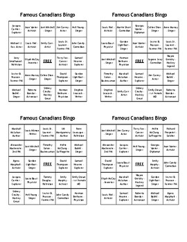 Preview of Famous People from Canada Bingo - (80) Different Cards - Just Print, Cut, Play!