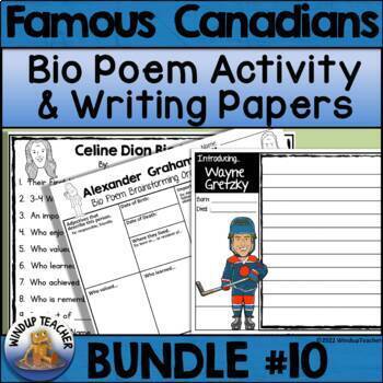 Preview of Famous Canadians Biography Poem Activity and Writing Papers BUNDLE