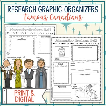 Preview of Famous Canadians Biography Research Graphic Organizers Bundle
