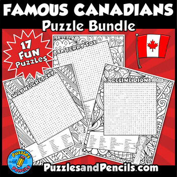Preview of Famous Canadians Word Search Puzzles and Coloring Activity BUNDLE | Canada
