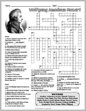 WOLFGANG AMADEUS MOZART Crossword Puzzle Worksheet Activity