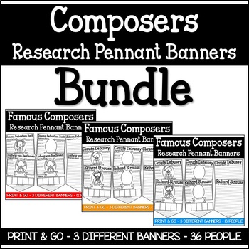 Preview of Famous Composers Research Pennant Banner Project Bundle