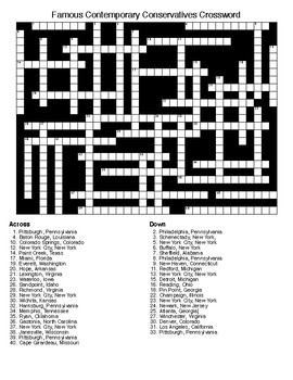 Famous Contemporary Conservatives Crossword Word Search TpT