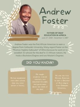 Preview of Famous Deaf Person Poster- Andrew Foster
