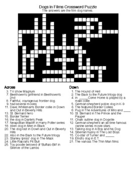 Famous Dogs in Films Novels Crossword Word Search Puzzles TPT