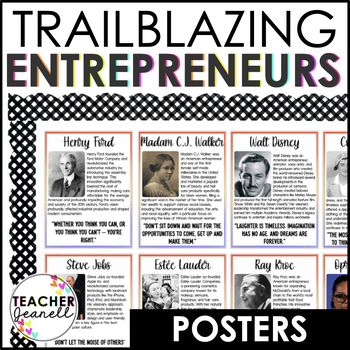 Preview of Famous Entrepreneurs Bulletin Board | Motivational Quotes Poster Set