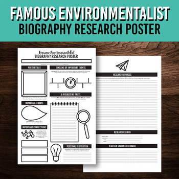 Preview of Famous Environmentalist Biography Research Poster Project