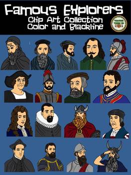 Preview of Famous Explorers Clip Art Collection! Blackline and Color